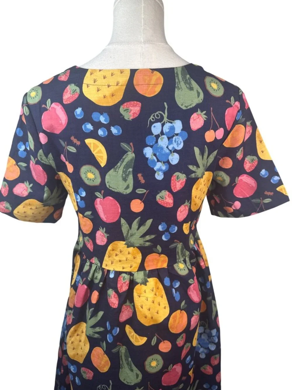 Princess Highway Size 6 Fruit Print Cotton Dress With V-Neckline & Button Front - Picture 13 of 16